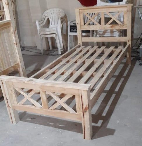 Solid Pine Greek Style Single Bed in Cross Design, 3 X 3 Legs 1