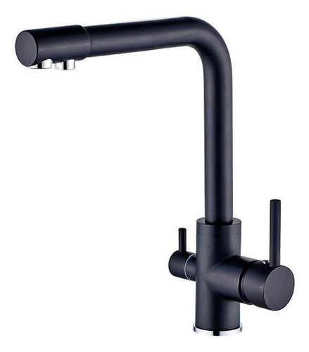 Clean 3-Way Straight Black Faucet for Under-Sink Purifier 0