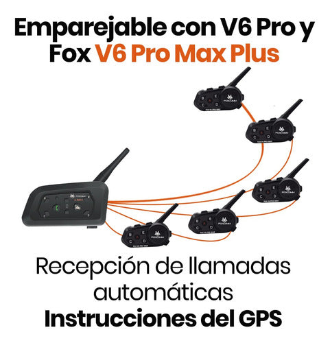 FoxComm Intercomunicador Bluetooth Fox V6 Pro Max P/ Moto 6