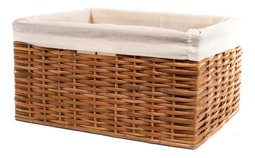 Brown Wicker Baskets with Fabric Cover 0
