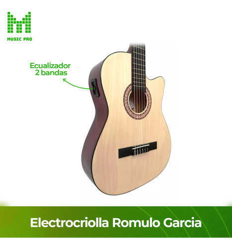 Rómulo García Guitarra Electrocriolla 2eq Exelente Sonoridad + Funda 5