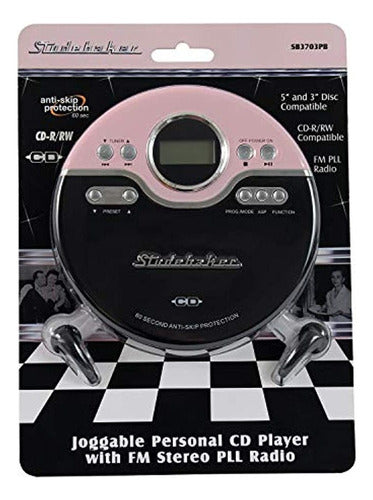 Studebaker Sb3703pb Joggable Personal Amfm Cd Player Rosaneg 2