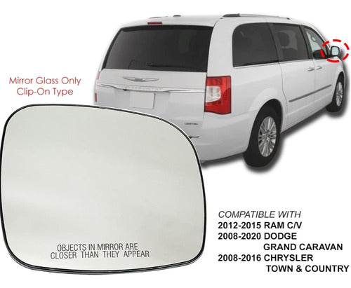 Mopar Right Mirror Glass Grand Caravan 2008-2016 Town & Country 1