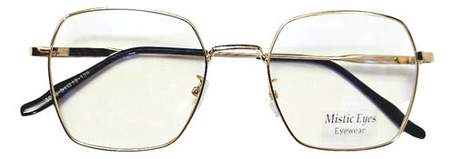 Hexagonal Eyeglasses Golden Metal Frame Rose Gold Lenses Hexa 1