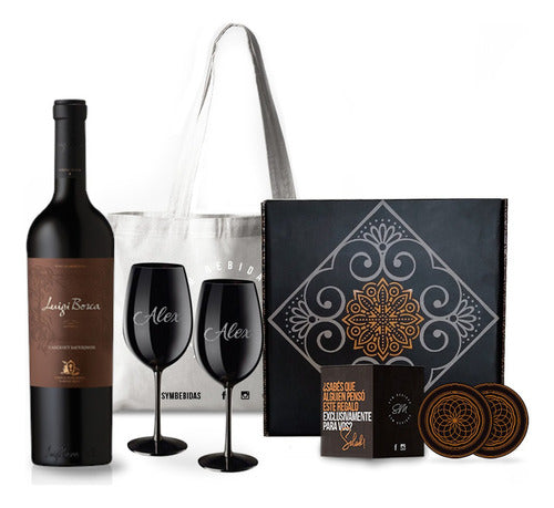 Box Set Vino Luigi Bosca Cabernet Copas Negras 0