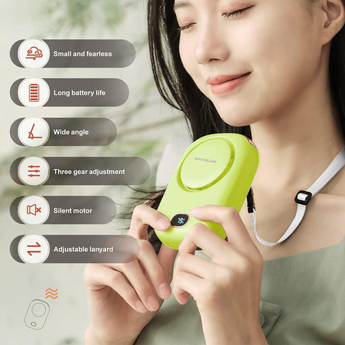 Aocoolfan Portable Neck Fan, Handheld Mini Fan Small Personal Fan, Hand Held Fan USB Rechargeable Eyelash Fan For Kids Girls Boys Woman Man Home Outdoor Travel (Light Green) 1