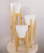 Nordic Plant Stands Set of 3 + 3 Bright White Matte Pots Size 18 4