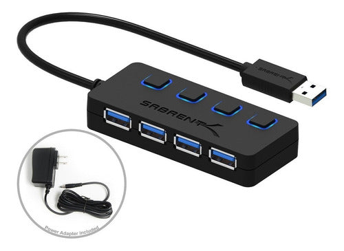 Sabrent 4 Puertos Usb 3.0 Hub Con Los Interruptores Y Led 0