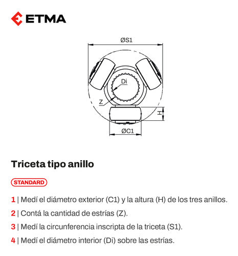 Heavy Duty ETMA Triceta Ø36.9 X 34 Splines TR3087 2