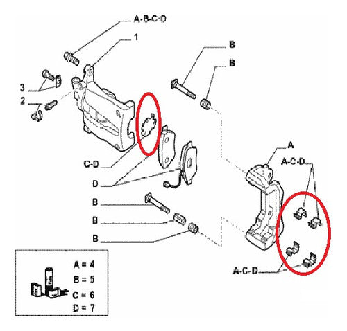 Fiat Kit Reparación Pinza De Freno Delantero 500/Qubo Original 7