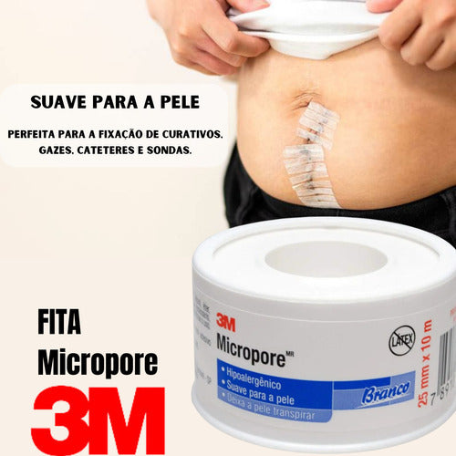 Fita Micropore Branca 3m - 25mm X 10 M Hipoalergênica C/3 Un 2