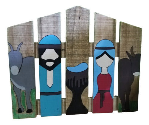 Arte en Palets: Handcrafted Wooden Nativity Scene - Fence Style 0