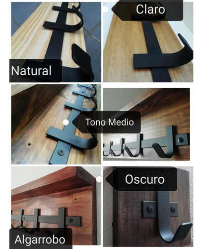 Rustic Wooden and Iron Coat Rack with 5 Hooks 1
