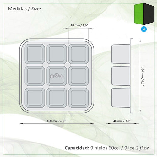 Silicosas Large Ice Cube Silicone Tray Set with Lid - 60cm3 1