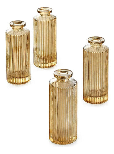 Serene Spaces Living Amber Pleated Bud Vase Set of 4 0