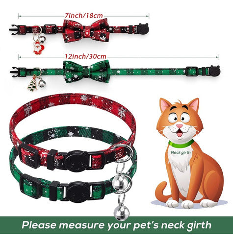 LLHK 4 Pack Christmas Cat Collars with Bowtie and Bell 4