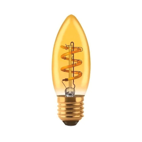 Macroled Golden Filament LED Candle Bulb 3W E27 Vintage Retro Pack of 10 0