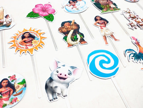 Pack X15 Toppers Para Cupcakes Muffins Moana 1