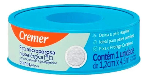 Fita Microporosa Cremer Hipoalérgica Branca 1,2cmx4,5m 0