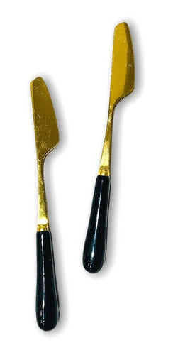 Set of 2 Golden Stainless Steel Spreaders with Black Handle - Amadar Home 0