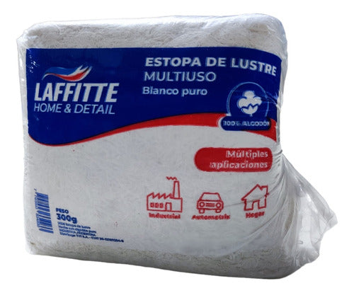 Laffitte Estopa De Lustre Multiuso Blanco Puro Algodon 100% 300g 1