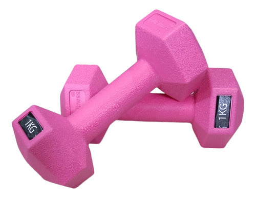 Tourmalhyn Hexagonal PVC Dumbbell Set 1 Kg Gym Functional Crossfit 0