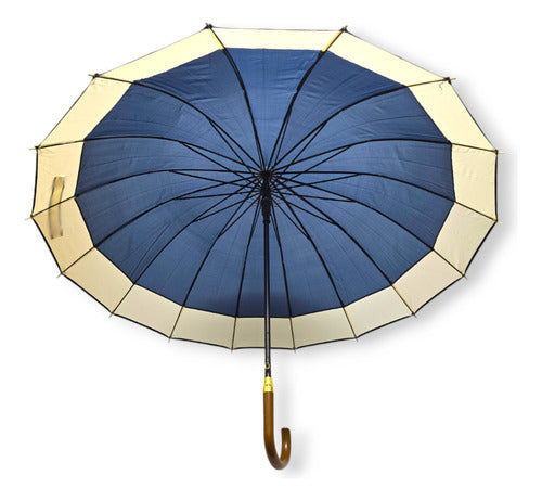 PACHOS REGALERIA Long Reinforced Umbrella 16 Ribs Solid Rain 1