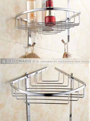Corner Double Shelf with Hooks for Bathroom Shower Box Stainless Steel Quality Decoracc® 5