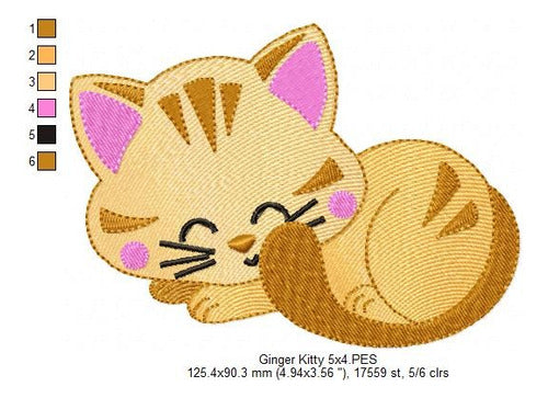 Embroidery Machine Animal Cat Kitten Orange Matrix 741 2