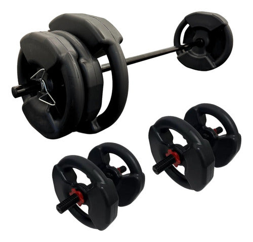 360Fitness Bar + 2 Dumbbells Kit 30kg 0