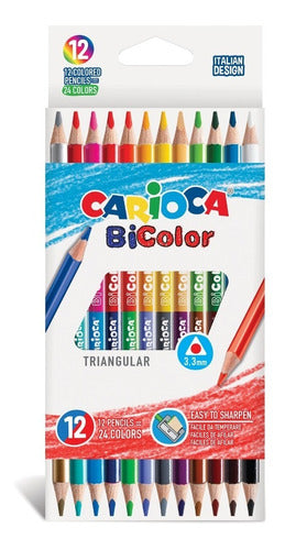Carioca Bicolor Color Pencils x 12 Designed in Italy 0