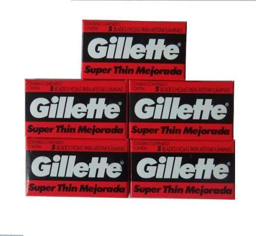 Gillette Red Thin Razor Blades Pack of 5 1