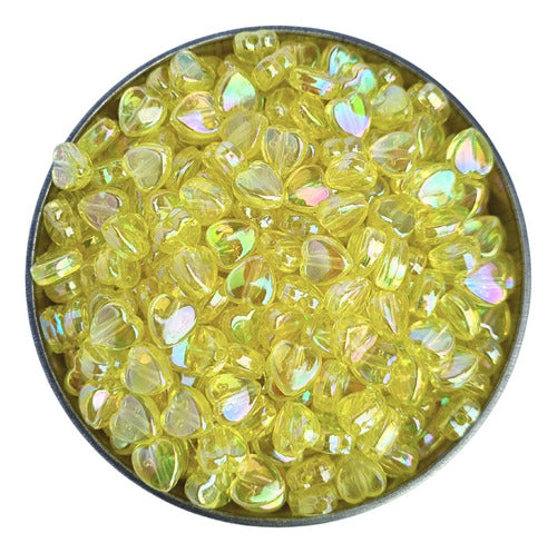 50 Translucent Iridescent Heart-Shaped Beads - Bijou 1