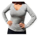 Divinas Reylav Long Sleeve Striped Women's V-Neck Modal T-Shirt 3