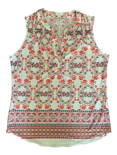 PerSeption Concept Women's Floral Sleeveless Blouse Imported 0