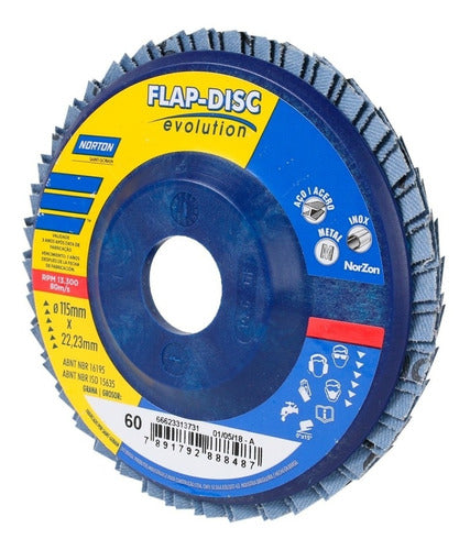 Norton Flap Disc Zicronio 60 Grain 115mm X 1u 1