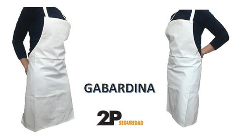 White Gabardine Apron Grafa Butcher Type Without Pocket 1