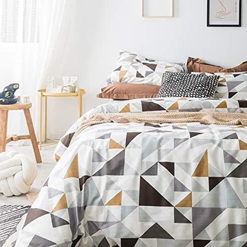 Susybao Geometric King Duvet Cover Set 100% Cotton 1