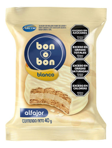 Alfajor Bon O Bon Blanco Simple 40gr   Caja 40u 0