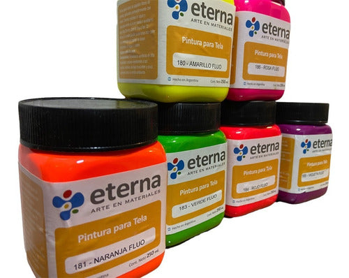 Eterna Fluorescent Fabric Paint 250ml x 6 Colors 1