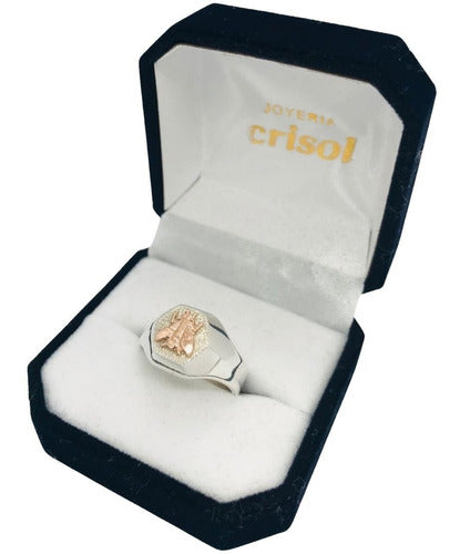 Crisol Anillo Maestra Plata Y Logo En Oro 1