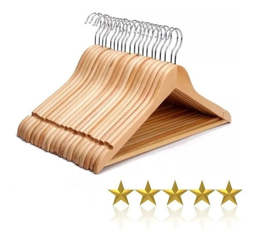 CHEZ - PAPU Premium Glossy Finished Natural Wooden Hangers - Set of 24! 2