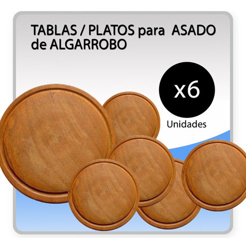 PrintUP Tablas Plato Algarrobo Para Asados 22cm - 6 Unidades 1