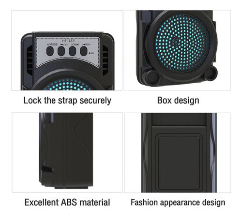 Portable Bluetooth Speaker 5W with LED Light, Rechargeable, USB, Radio 2