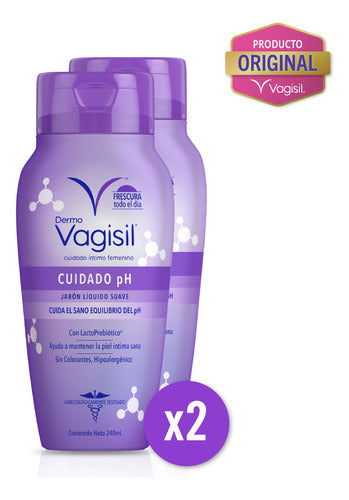 Kit X 2u Jabón Líquido Dermo Vagisil Cuidado Ph 240ml 1