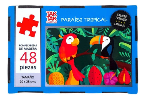 Puzzle Rompecabezas Paraiso Tropical Madera 48 Piezas Niños 4