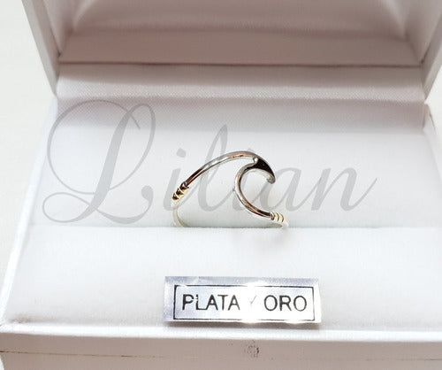 Lilian Wave of the Sea Ring in Silver and Gold for Women, Bride, Mom 1