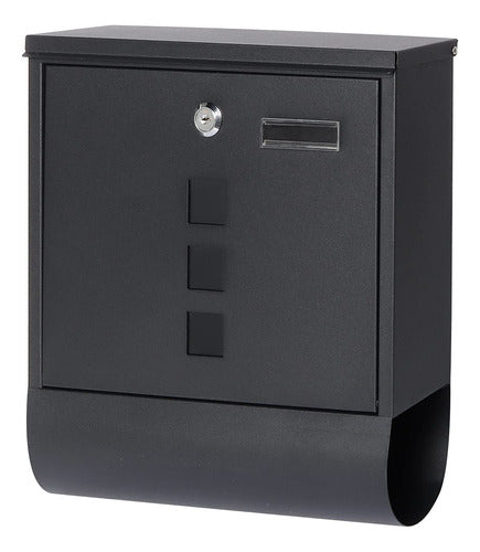 Black Steel Mailbox with Lock 0