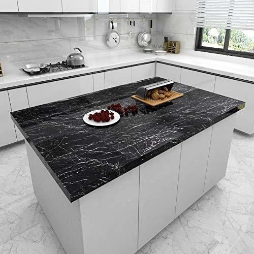 Livelynine Waterproof Black Marble Self-Adhesive Vinyl 40cm X 5m 1