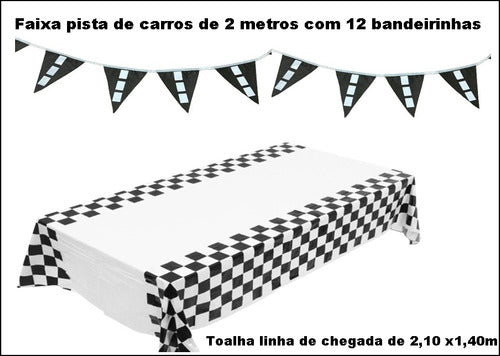 1 Toalha De Tnt 2,10x1,40 Decoração Carros 1 Faixa Pista Tnt 1